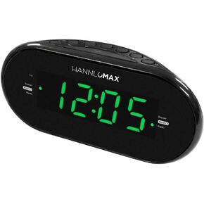 HANNLOMAX HX-123CR Alarm Clock Radio, PLL AM/FM Radio, Green LED 1.2 Inches Display, Dual Alarms, Dimmer in Saudi Arabia