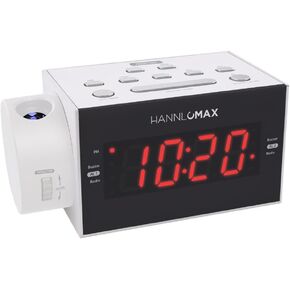 HANNLOMAX HX-109CR PLL FM Radio, Clock with Dual Alarm, Time Projection, 1.2 inches LED Display, USB Port for 1A Charging, Aux-in, AC/DC Adaptor Included. (White) in Saudi Arabia