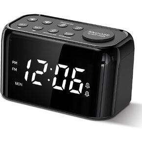 ويلجو راديو منبه مزدوج ليوم الاسبوع وعطلة نهاية الاسبوع مع غفوة قابلة للتعديل، تعتيم 0-100%، 7 نغمات، 30 مستوى صوت، راديو اف ام مع مؤقت للنوم، بطارية احتياطية، حجم صغير لغرفة النوم والمكتب والطاولة in Kuwait