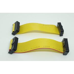2-Pack IDC 2x8 16P 2.54mm Female Connector 12cm 4 Inches Yellow Flat Ribbon Cable, Double Rows 16 Pins 0.1" Pitch FC F/F (16P-12cm-2PK)