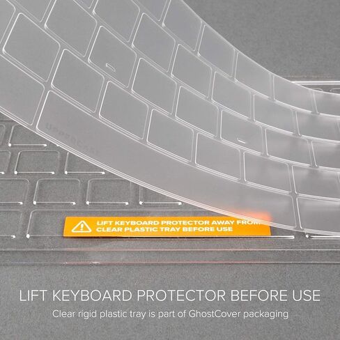 غطاء حماية للوحة المفاتيح رفيع للغاية من UPPERCASE GhostCover®، لعام 2021 2022 2023 M1/M2 Pro/Max MacBook Pro 14/16 A2442 A2485 A2779 A2780، M2 MacBook Air 13/15 A2681 A2941، تخطيط الولايات المتحدة (ANSI)، شفاف in Kuwait