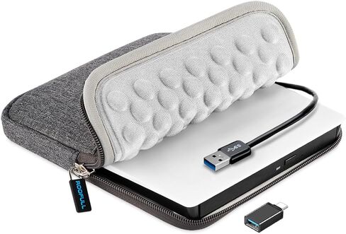 ROOFULL External CD DVD +/-RW Drive USB 3.0 Portable CD/DVD-ROM Optical Disc Drive Burner Player Reader Writer with Carrying Case for Laptop PC Mac MacBook Windows 11/10/8/7 Linux OS in Kuwait