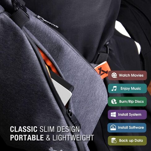 ROOFULL External CD DVD +/-RW Drive USB 3.0 Portable CD/DVD-ROM Optical Disc Drive Burner Player Reader Writer with Carrying Case for Laptop PC Mac MacBook Windows 11/10/8/7 Linux OS in Kuwait