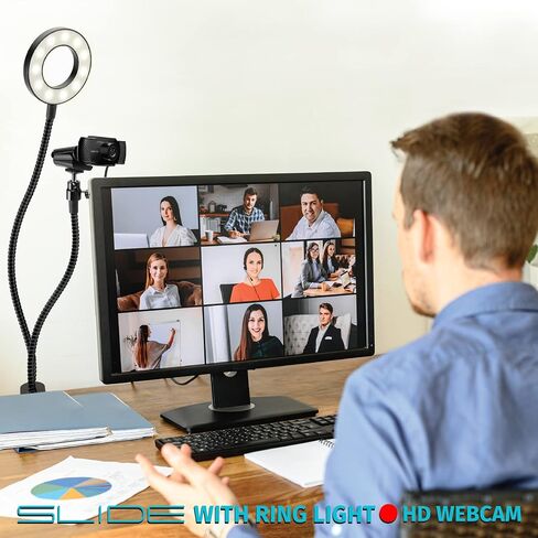 1080P Webcam & Ring Light with Stand, Streaming PC Camera with Microphone in Saudi Arabia