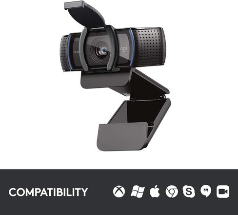 لوجيتيك كاميرا ويب C920S HD برو، مكالمات فيديو FHD 1080p/30fps، صوت ستيريو واضح، تصحيح ضوء HD، غالق الخصوصية، تعمل مع سكايب وزووم وفيس تايم وهانج اوتس والكمبيوتر وماك واللابتوب والتابلت وXbox - اسود in Saudi Arabia