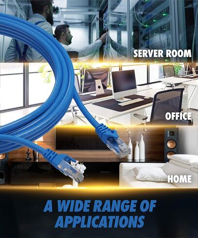 كابلات فائقة الوضوح Cat6 كابل إيثرنت بطول 75 قدم بسرعة 10 جيجابت في الثانية، أسود in Kuwait