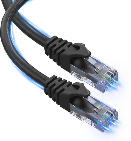 كابلات فائقة الوضوح Cat6 كابل إيثرنت بطول 75 قدم بسرعة 10 جيجابت في الثانية، أسود in Kuwait