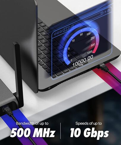كابلات فائقة الوضوح Cat6 كابل إيثرنت بطول 75 قدم بسرعة 10 جيجابت في الثانية، أسود in Kuwait