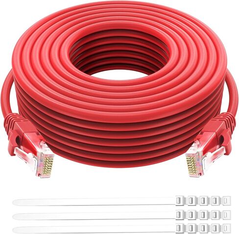 Adoreen Cat 6 Ethernet Cable 150 Ft-Black, Outdoor & Indoor Snagless Long Round RJ45 Network Cable, POE, Soft Flexible Gbps Internet LAN Computer Patch Cord for Router Modem Switch Fast Gaming+ Ties in Kuwait