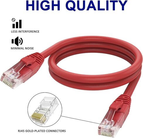 Adoreen Cat 6 Ethernet Cable 150 Ft-Black, Outdoor & Indoor Snagless Long Round RJ45 Network Cable, POE, Soft Flexible Gbps Internet LAN Computer Patch Cord for Router Modem Switch Fast Gaming+ Ties in Kuwait
