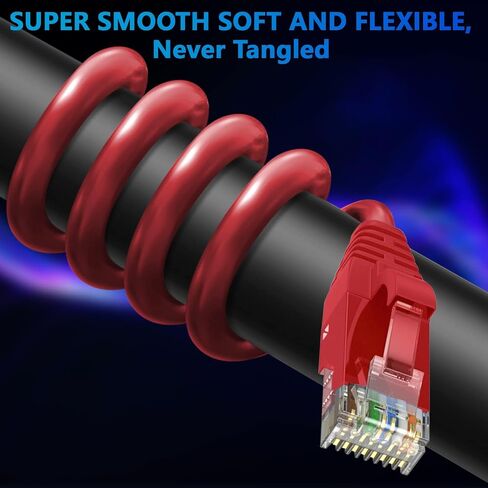 Adoreen Cat 6 Ethernet Cable 150 Ft-Black, Outdoor & Indoor Snagless Long Round RJ45 Network Cable, POE, Soft Flexible Gbps Internet LAN Computer Patch Cord for Router Modem Switch Fast Gaming+ Ties in Kuwait