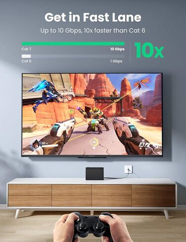 UGREEN Cat 7 Ethernet Cable 6FT, 10Gbps 600MHz High Speed | Flat U/FTP Shielded Design. Great for Gaming, Streaming, Office. Fits Router, Modem, Xbox, PC, PS5, Switch, Printer in Kuwait