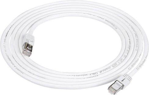 Amazon Basics RJ45 Cat 7 Ethernet Patch Cable, 10Gbps High-Speed, 600MHz, Double-Shielded, Gigabit Internet, 10 Foot, White in Kuwait