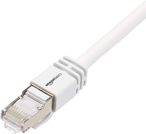 Amazon Basics RJ45 Cat 7 Ethernet Patch Cable, 10Gbps High-Speed, 600MHz, Double-Shielded, Gigabit Internet, 10 Foot, White in Kuwait
