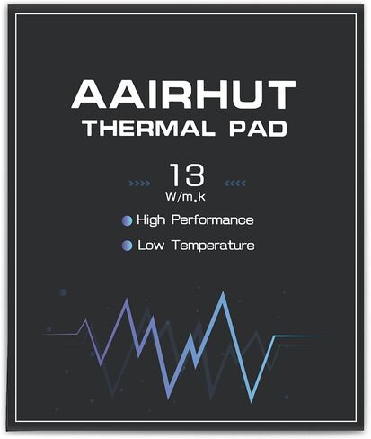 Aairhut Thermal Pad 13W/mK [0.5~3mm], 120x120x2mm Silicone Cooling Pad GPU Non Conductive Heat Resistance Soft Sticky Cover with Dual Self-Adhesive Films for PC Macbook Laptop SSD/RAM/PS5/Game Console in Kuwait