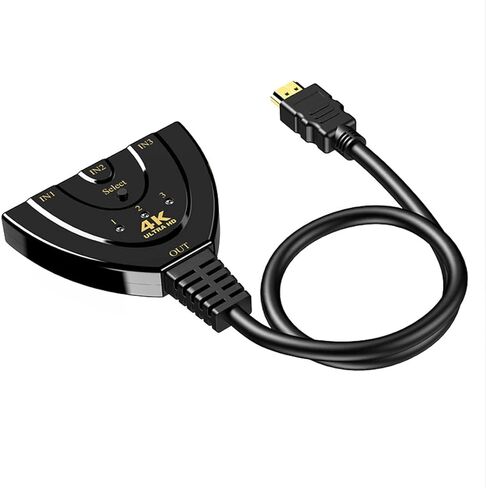 Cuxnoo HDMI Switcher 4K 30Hz, 3 in 1 Out HDMI Switch Selector Support HDCP, HDR, 1080P 3D for HDMI PC, Laptop, PS4 Game Consoles, TV Box  in Kuwait