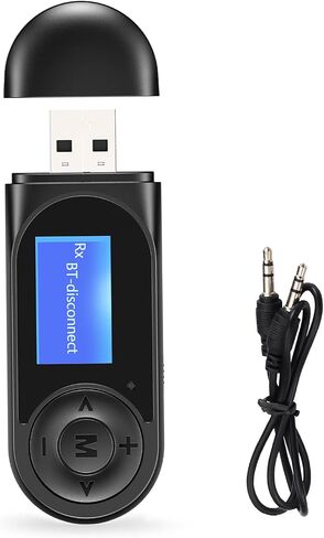 (الأحدث) محول Aux Bluetooth 5.0 للسيارة، جهاز استقبال بلوتوث لنظام ستيريو منزلي للسيارة وسماعات الرأس، محول Bluetooth Aux، جهاز إرسال واستقبال بلوتوث لاسلكي 2 في 1 لإجراء مكالمات بدون استخدام اليدين in Kuwait