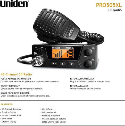 Cobra HGA 1500 Hga1500 36 Inch Magnetic Mount CB Antenna Heavy Duty Magnet & Uniden PRO505XL 40-Channel CB Radio. Pro-Series, Compact Design. Public Address (PA) Function in Kuwait