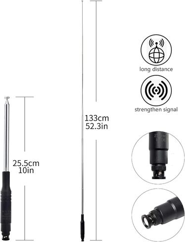 27Mhz 11meter 51inches BNC Telescopic CB Antenna for Cobra HH50WXST HH50 MRHH350FLT C75WXST HH38WXST Midland 75-822 75-785 MHS75 Uniden BC75XLT PRO401HH BC125AT Handheld Transceiver (ROD130) in Saudi Arabia