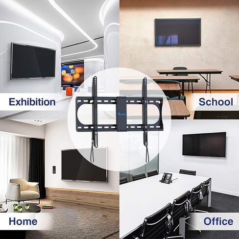 رينتليف حامل تلفزيون ثابت يثبت على الحائط بتصميم بسيط لمعظم تلفزيونات بلازما LED LCD OLED مقاس 37-70 بوصة - حامل تثبيت للتلفزيون رفيع للغاية مع معيار فيسا بحد اقصى 600×400 ملم يتحمل حتى 132 باوند in Saudi Arabia