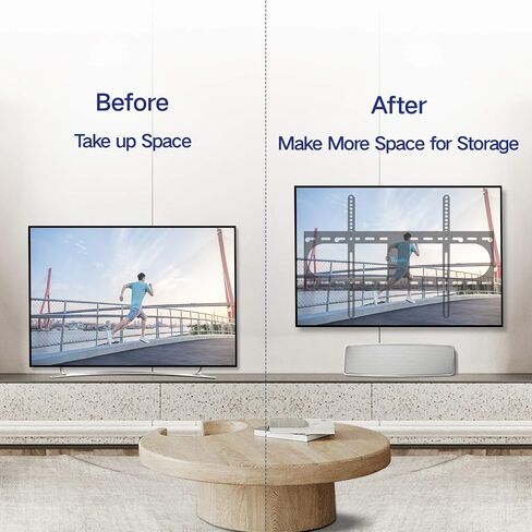 رينتليف حامل تلفزيون ثابت يثبت على الحائط بتصميم بسيط لمعظم تلفزيونات بلازما LED LCD OLED مقاس 37-70 بوصة - حامل تثبيت للتلفزيون رفيع للغاية مع معيار فيسا بحد اقصى 600×400 ملم يتحمل حتى 132 باوند in Saudi Arabia