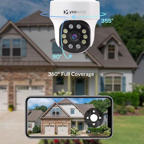 yeewise 2K Pan Tilt Outdoor WiFi Security Camera with Motion Spotlights and Auto Tracking, Color Night Vision, AC Powered Wireless IP Camera with 2-Way Audio and Siren Alarm, AI Motion Detection in Kuwait
