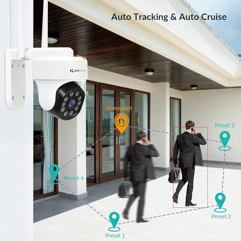 yeewise 2K Pan Tilt Outdoor WiFi Security Camera with Motion Spotlights and Auto Tracking, Color Night Vision, AC Powered Wireless IP Camera with 2-Way Audio and Siren Alarm, AI Motion Detection in Kuwait