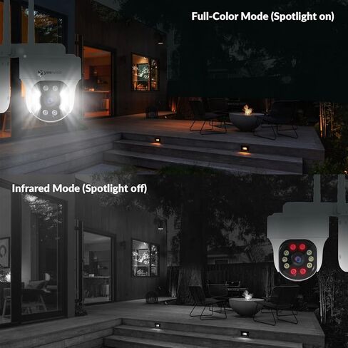 yeewise 2K Pan Tilt Outdoor WiFi Security Camera with Motion Spotlights and Auto Tracking, Color Night Vision, AC Powered Wireless IP Camera with 2-Way Audio and Siren Alarm, AI Motion Detection in Kuwait