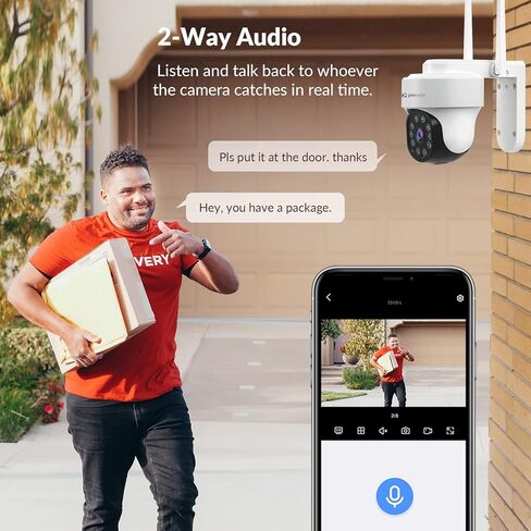 yeewise 2K Pan Tilt Outdoor WiFi Security Camera with Motion Spotlights and Auto Tracking, Color Night Vision, AC Powered Wireless IP Camera with 2-Way Audio and Siren Alarm, AI Motion Detection in Kuwait