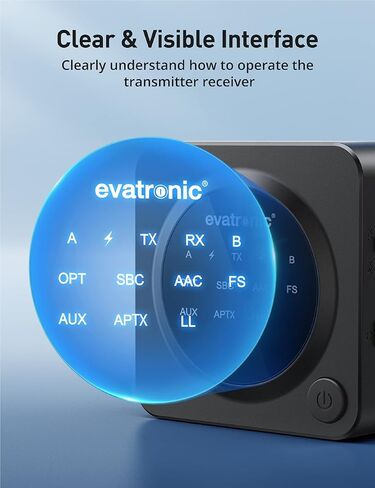 جهاز إرسال بلوتوث 5.0 للتلفزيون / الكمبيوتر الشخصي ، محول وقت قصير Evatronic AptX مع 3.5 مم RCA لنظام ستيريو للسيارة / المنزل ، زوج مع 2 جهازين ، وقت عمل بحد أقصى 22 ساعة في شحن واحد in Kuwait