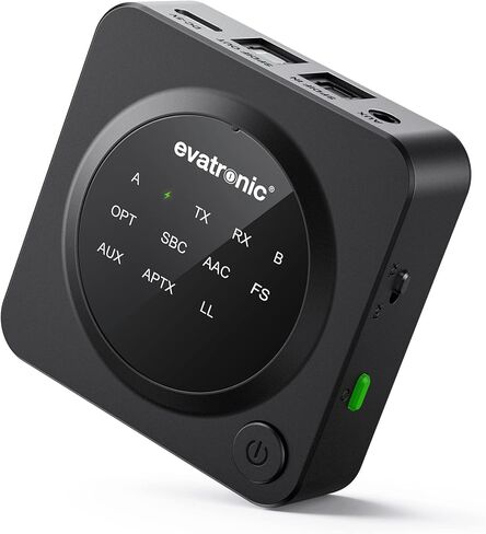 جهاز إرسال بلوتوث 5.0 للتلفزيون / الكمبيوتر الشخصي ، محول وقت قصير Evatronic AptX مع 3.5 مم RCA لنظام ستيريو للسيارة / المنزل ، زوج مع 2 جهازين ، وقت عمل بحد أقصى 22 ساعة في شحن واحد in Kuwait