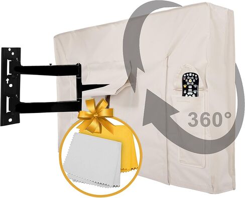 Outdoor TV Cover 58 to 60 inches with Bottom Cover, Waterproof Thick Fabric, Weatherproof Outdoor TV Enclosure for Outside TV, Beige in Kuwait