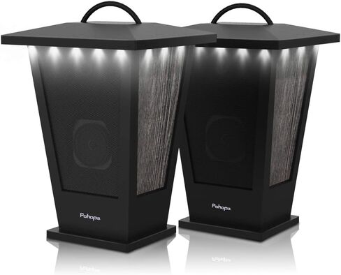 pohopa Bluetooth Speakers Waterproof, 2 Packs True Wireless Stereo Sound 20W Dual Pairing Lantern Indoor Outdoor Speakers with 20 Piece LED Lights, Rich Bass, Pinao Black in Kuwait