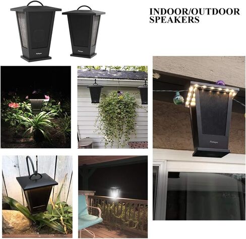 pohopa Bluetooth Speakers Waterproof, 2 Packs True Wireless Stereo Sound 20W Dual Pairing Lantern Indoor Outdoor Speakers with 20 Piece LED Lights, Rich Bass, Pinao Black in Kuwait