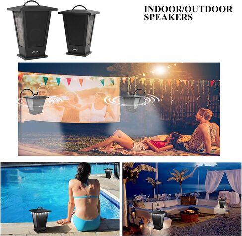 pohopa Bluetooth Speakers Waterproof, 2 Packs True Wireless Stereo Sound 20W Dual Pairing Lantern Indoor Outdoor Speakers with 20 Piece LED Lights, Rich Bass, Pinao Black in Kuwait