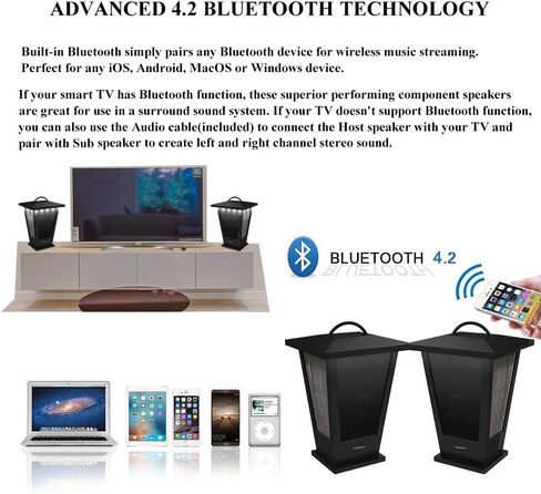 pohopa Bluetooth Speakers Waterproof, 2 Packs True Wireless Stereo Sound 20W Dual Pairing Lantern Indoor Outdoor Speakers with 20 Piece LED Lights, Rich Bass, Pinao Black in Kuwait