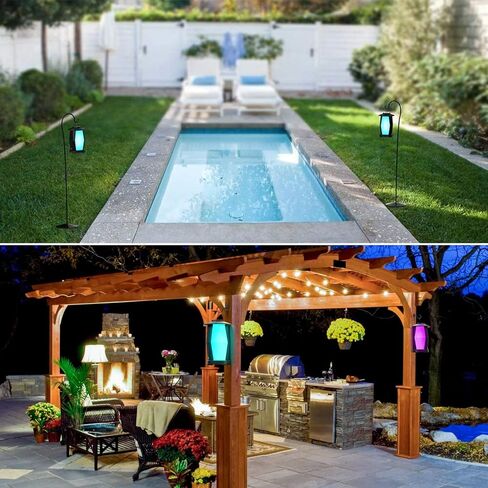 Olafus Outdoor Speaker Bluetooth 2 Pack, 50W Wireless Speakers, IPX5 Waterproof Lantern Speaker with RGB or White Lights, 20H Playtime, Up to 200 Speakers Synch for Pool Patio Garden Backyard Camping in Kuwait