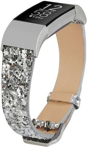 أحزمة Bling متوافقة مع سوار Fitbit Charge 2، حزام نسائي بديل من الجلد اللامع المتوافق مع سوار المعصم Fitbit Charge 2 (ذهبي وردي) in Saudi Arabia
