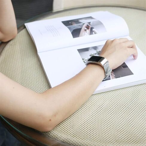 أحزمة Bling متوافقة مع سوار Fitbit Charge 2، حزام نسائي بديل من الجلد اللامع المتوافق مع سوار المعصم Fitbit Charge 2 (ذهبي وردي) in Saudi Arabia