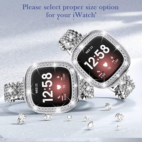Bling Watch Band,7 Rose Gold,for Fitbit Versa 4/Sense 2 | for Women, Adjustable Crystal Alloy Strap Rhinestone Stainless Steel Metal Wristband Replacement in Kuwait