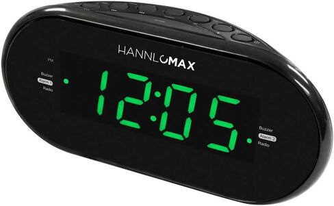 HANNLOMAX HX-123CR Alarm Clock Radio, PLL AM/FM Radio, Green LED 1.2 Inches Display, Dual Alarms, Dimmer in Saudi Arabia