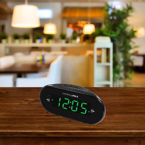 HANNLOMAX HX-123CR Alarm Clock Radio, PLL AM/FM Radio, Green LED 1.2 Inches Display, Dual Alarms, Dimmer in Saudi Arabia