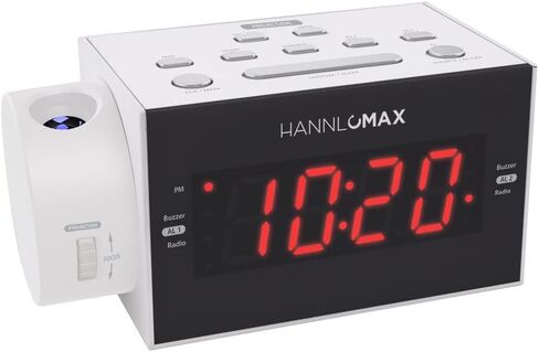 HANNLOMAX HX-109CR PLL FM Radio, Clock with Dual Alarm, Time Projection, 1.2 inches LED Display, USB Port for 1A Charging, Aux-in, AC/DC Adaptor Included. (White) in Saudi Arabia