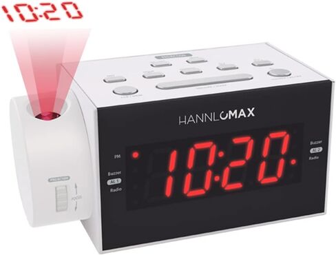 HANNLOMAX HX-109CR PLL FM Radio, Clock with Dual Alarm, Time Projection, 1.2 inches LED Display, USB Port for 1A Charging, Aux-in, AC/DC Adaptor Included. (White) in Saudi Arabia
