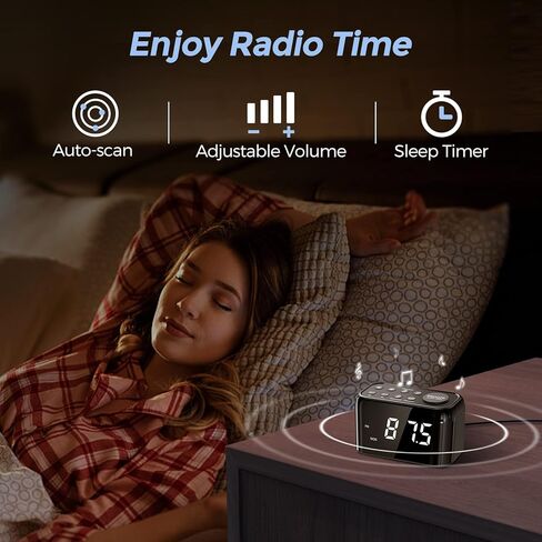 ويلجو راديو منبه مزدوج ليوم الاسبوع وعطلة نهاية الاسبوع مع غفوة قابلة للتعديل، تعتيم 0-100%، 7 نغمات، 30 مستوى صوت، راديو اف ام مع مؤقت للنوم، بطارية احتياطية، حجم صغير لغرفة النوم والمكتب والطاولة in Kuwait