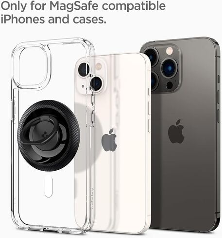 Spigen O-Mag Ring (Upgraded) (MagFit) Magnetic Phone Holder Grip (Popsocket) Designed for MagSafe Compatible with iPhone 15 Pro Max, 15 Pro, 15 Plus, 15, 14, 13, and 12 Series - Black in Saudi Arabia