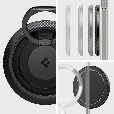 Spigen O-Mag Ring (Upgraded) (MagFit) Magnetic Phone Holder Grip (Popsocket) Designed for MagSafe Compatible with iPhone 15 Pro Max, 15 Pro, 15 Plus, 15, 14, 13, and 12 Series - Black in Saudi Arabia