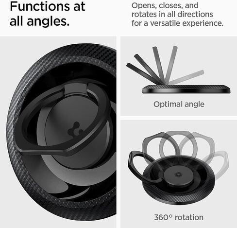 Spigen O-Mag Ring (Upgraded) (MagFit) Magnetic Phone Holder Grip (Popsocket) Designed for MagSafe Compatible with iPhone 15 Pro Max, 15 Pro, 15 Plus, 15, 14, 13, and 12 Series - Black in Saudi Arabia