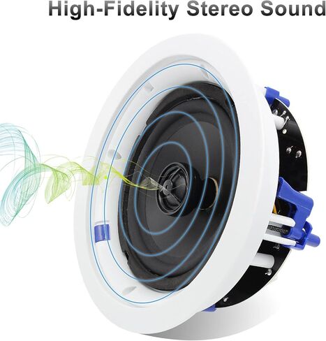 Herdio Ceiling Speakers 6.5 Inch, 320W 2-Way Round Flush Mount Speakers, Premium Stereo Sound, Easy to Install, Perfect for Home Theater Living Room Bathroom Office, (White, Pair) in Saudi Arabia
