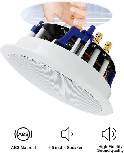 Herdio Ceiling Speakers 6.5 Inch, 320W 2-Way Round Flush Mount Speakers, Premium Stereo Sound, Easy to Install, Perfect for Home Theater Living Room Bathroom Office, (White, Pair) in Saudi Arabia